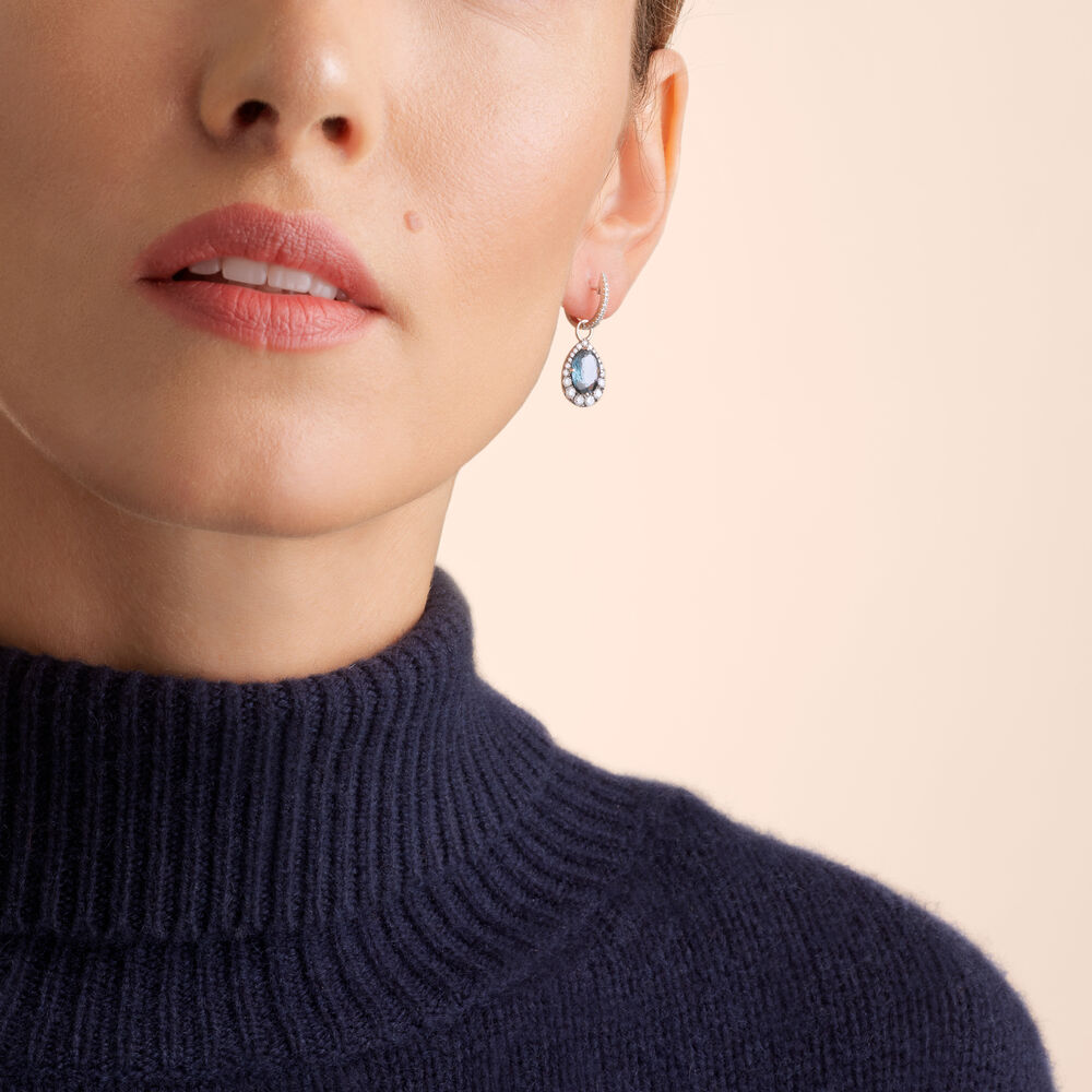 18ct White Gold Topaz Diamond Earring Drops | Annoushka jewelley